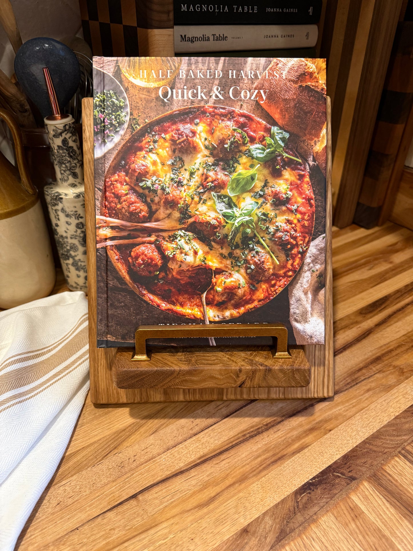 Rustic White Oak Cookbook Holder