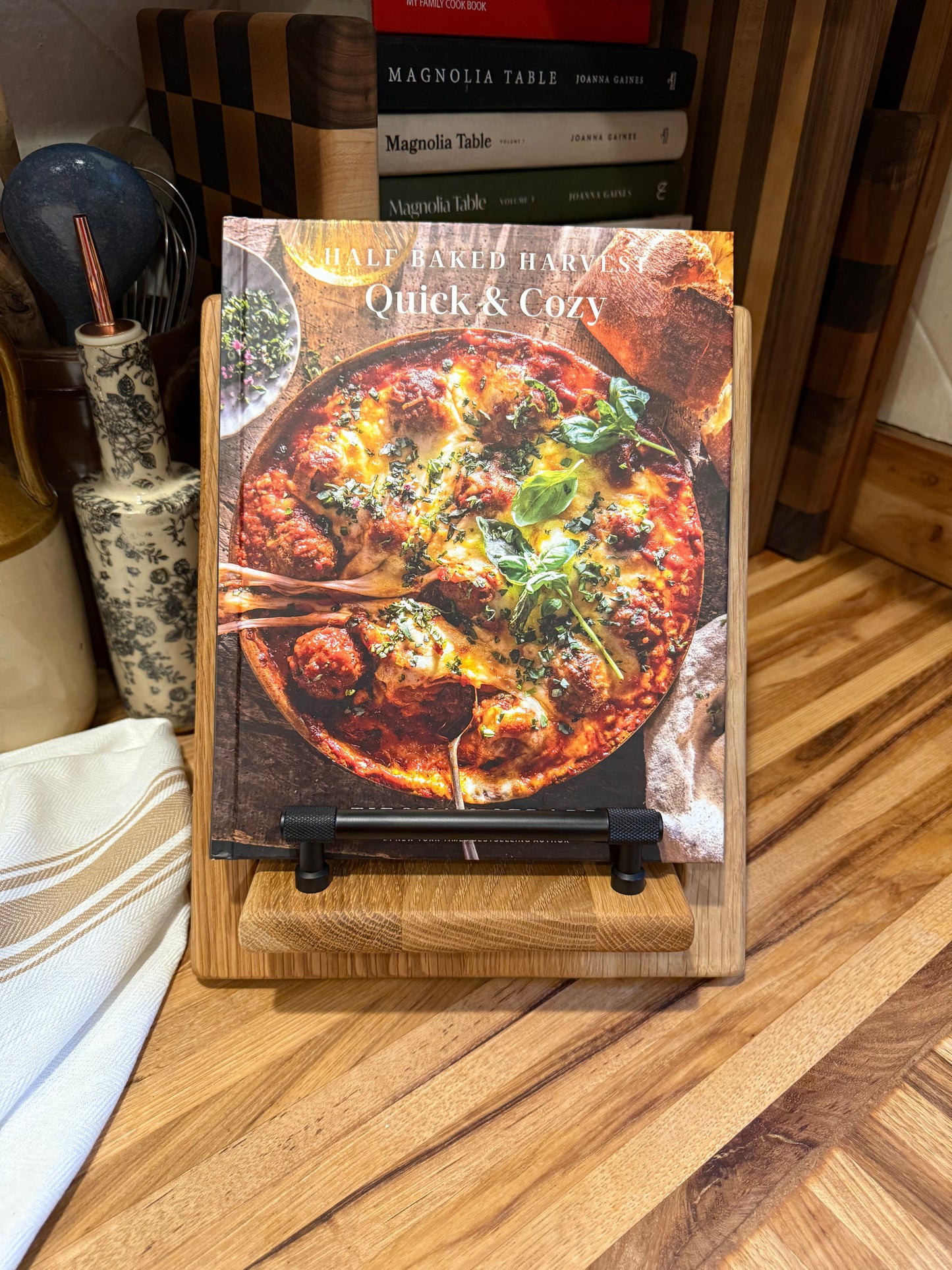 Paneled White Oak Cookbook Holder