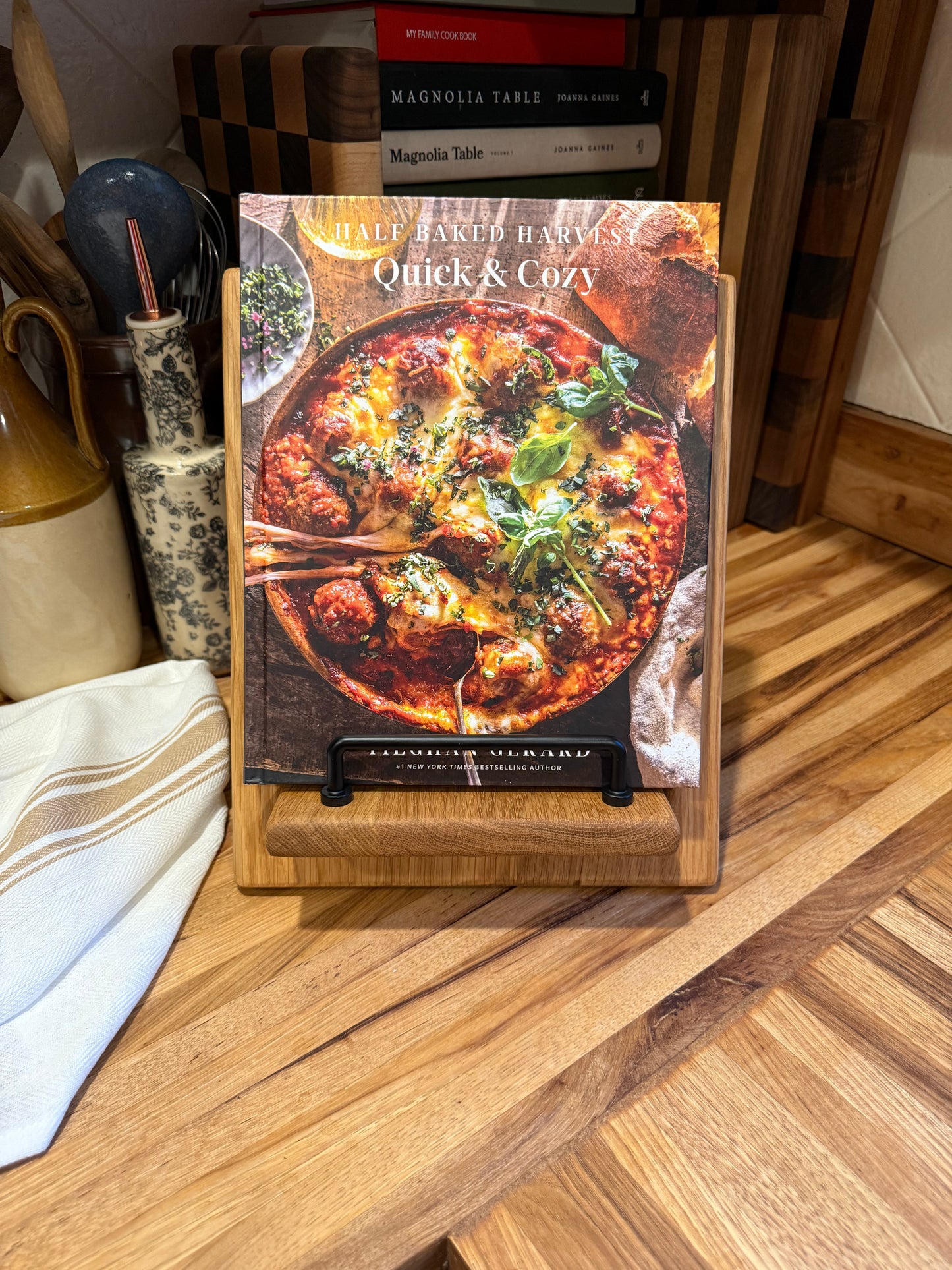 Paneled White Oak Cookbook Holder