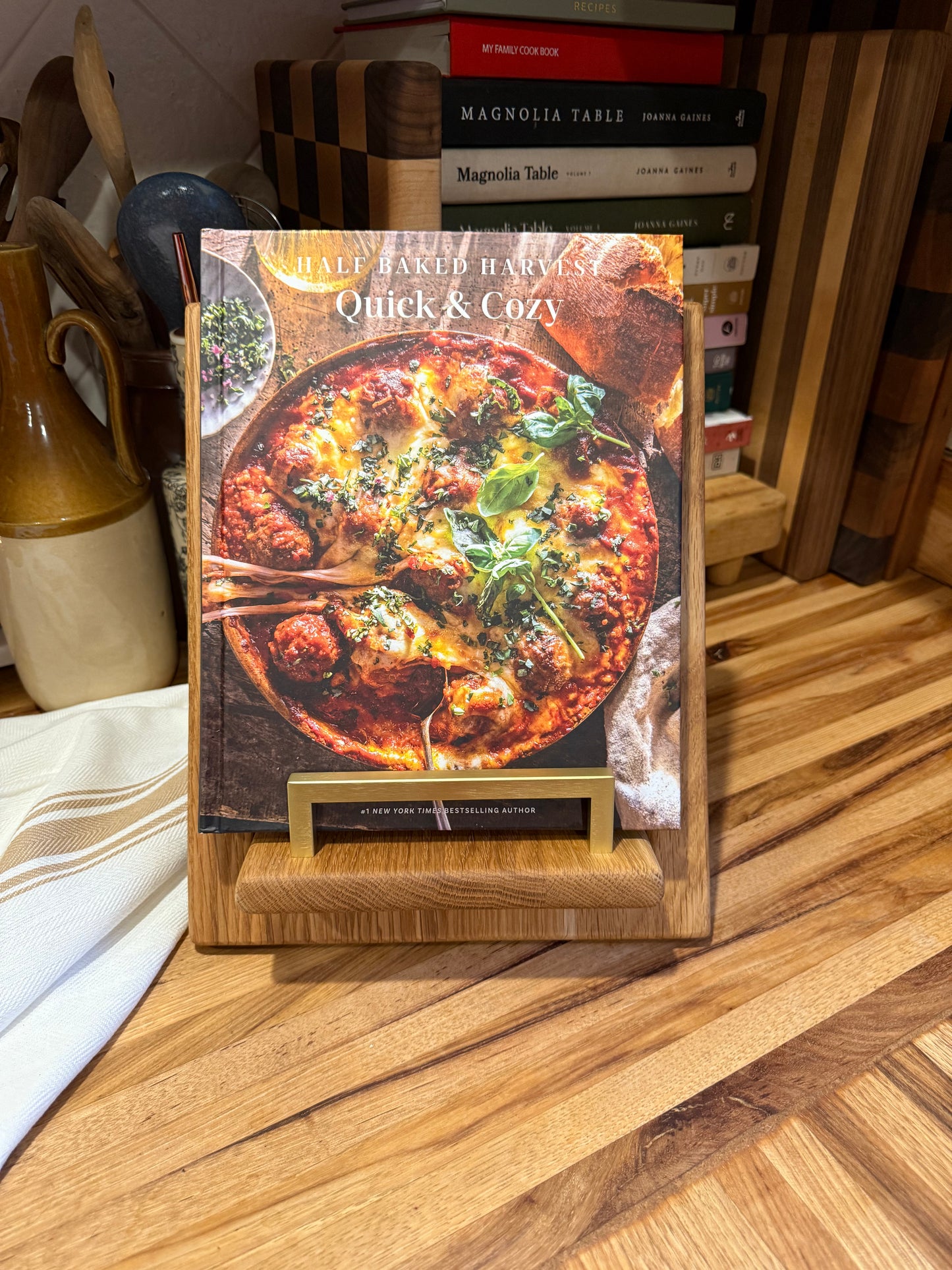 Paneled White Oak Cookbook Holder