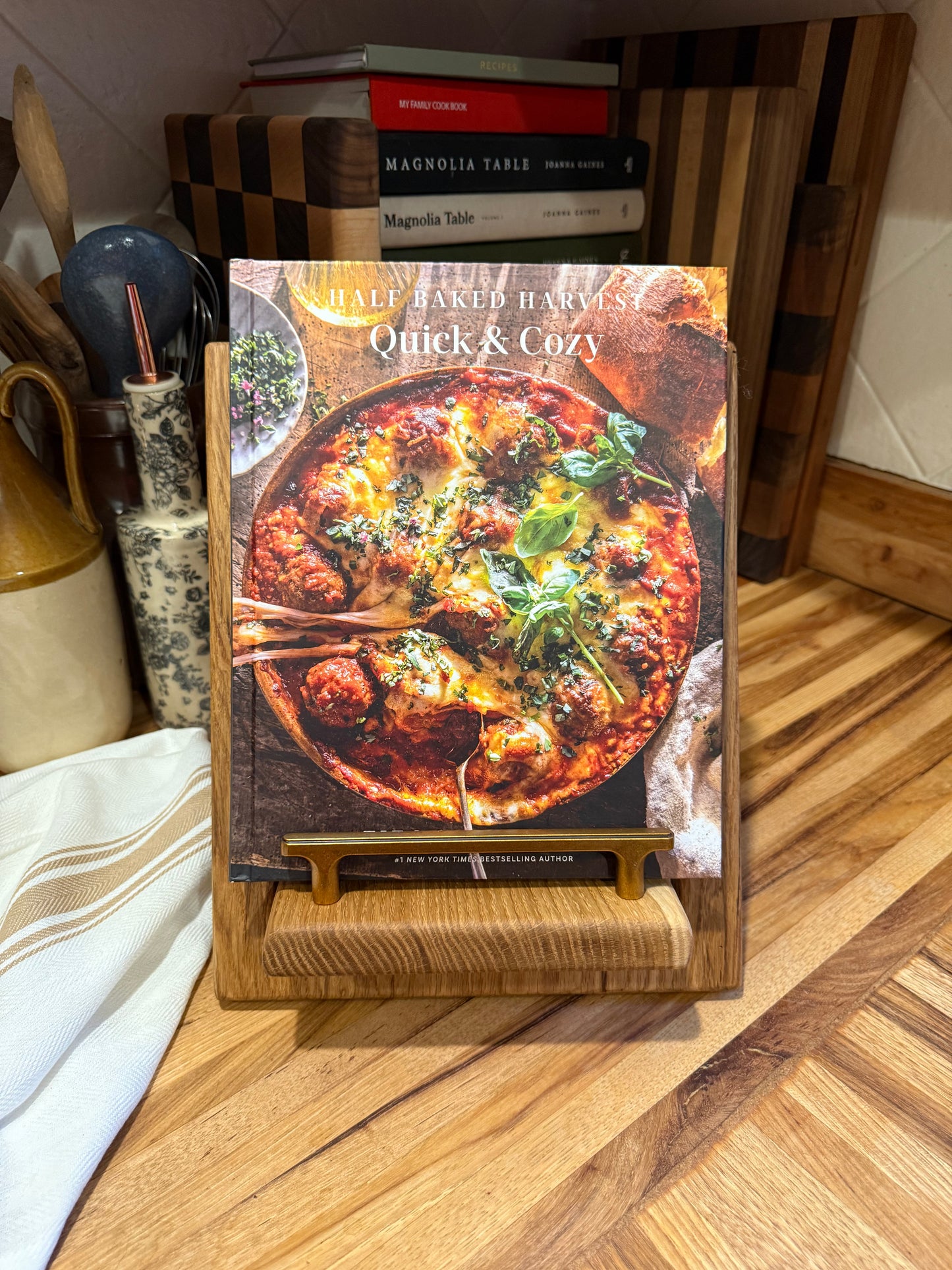 Rustic White Oak Cookbook Holder