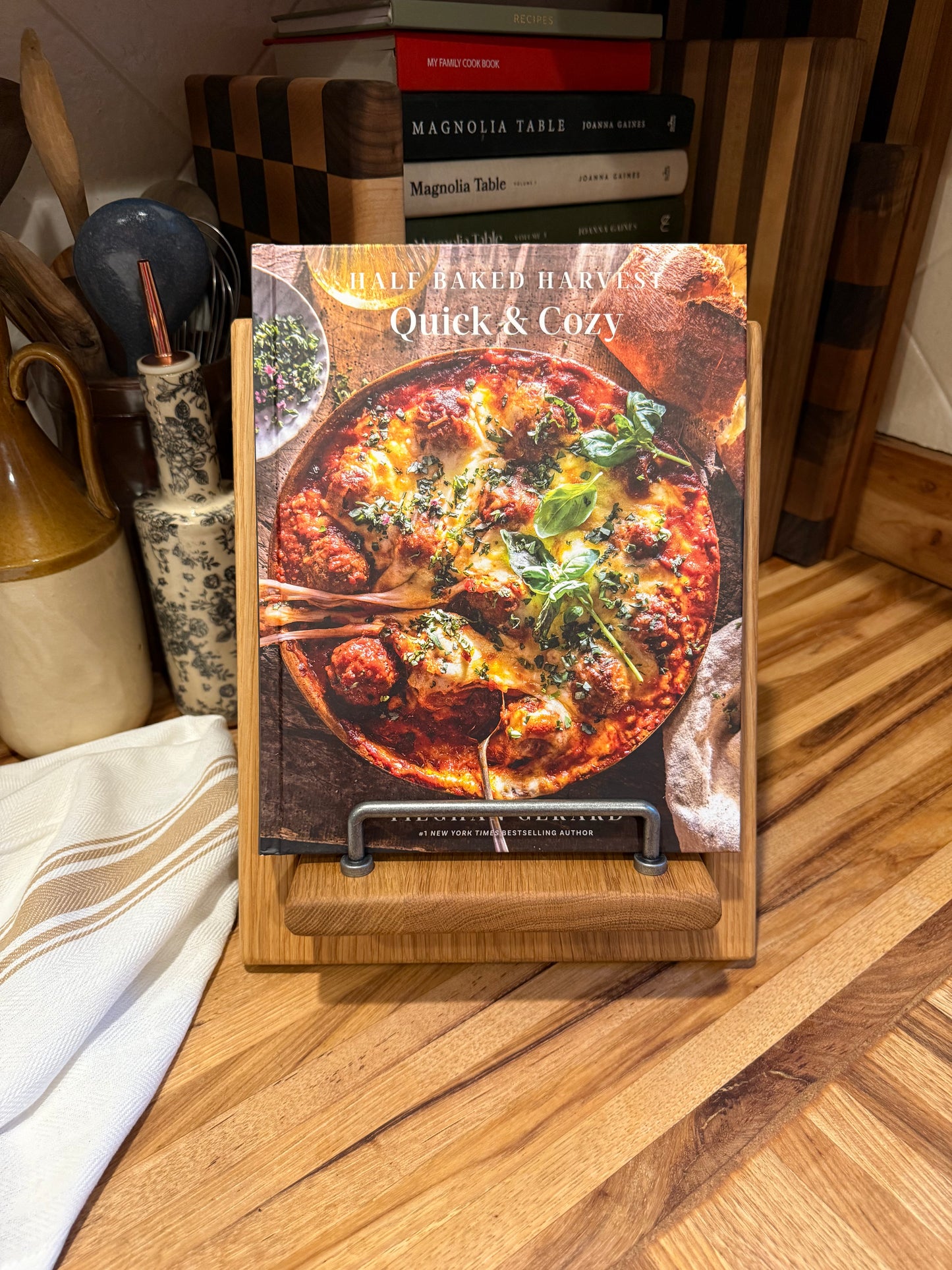Paneled White Oak Cookbook Holder