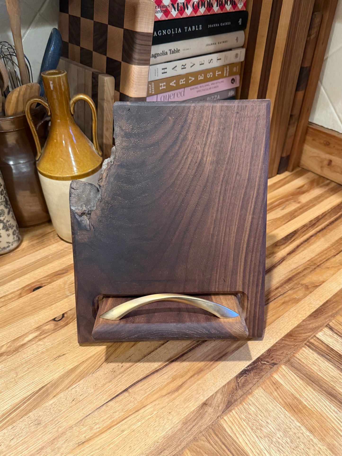 Live-Edge Walnut Cookbook Holder