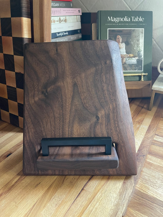 Live-Edge Walnut Cookbook Holder